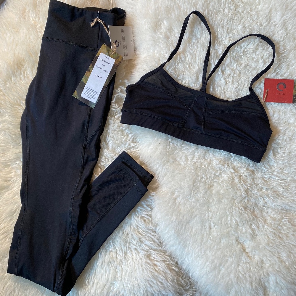 Joriki Black Mesh Bralette and Yoga legging pants NWT